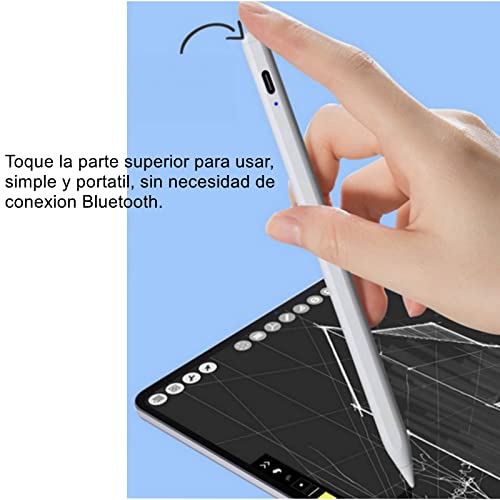 Lápiz Sensible a presión 4096 para Apple Pencil 1 2 para iPad 2 3 4 5 6 7 Pro 12.9 11 10.5 2015 2016 2017 2018 2020 Air 1 2 3 Mini 1 2 3 4 5 Aguja Activo para Pantalla táctil táctil Stylus (Negro)