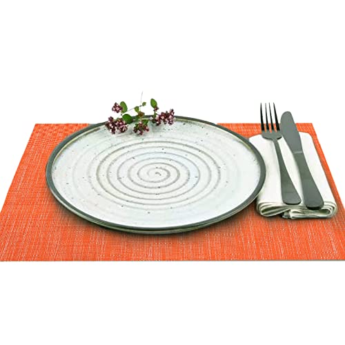 Yeaberr Placemats Set Of 4, Bamboo Vinyl Woven Wipeable Heat-Resistant Place Mats, Stain Resistant Washable Table Mats For Dining Table Kitchen Indoor Decor, Orange #TOP2