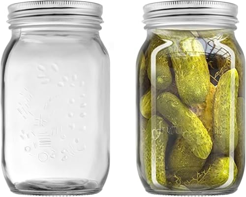 HUIRUMM Mason Jar 1L,Glass Mason jars with Lids Canning Jars for Fermenting, Food Storage Jars Preserving Pasta Homemade Jam - Sturdy Glass with Lids