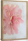 lianyibo Leinwandbild mit rosa Pfingstrosen, modernes rosa-goldenes Blumengemälde, abstraktes Blumenmotiv, Poster, Drucke, Heimdekoration (60 x 90 cm/rahmenlos)