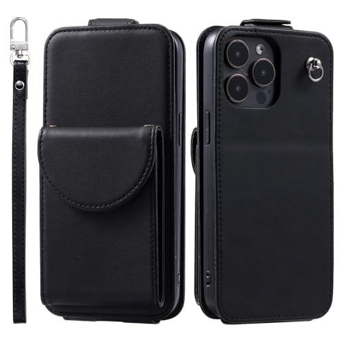 Étui Bandoulière pour iPhone X XS ENILSA Housse Cuir Anti-Chute et Anti-Perte Noire