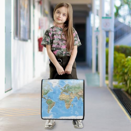 Image of Custom 3 Ring Zipper Binder World Map Blaue Personalized Name 1.5 Inch Binders Large Capacity Multi Pockets for School Office Supplies