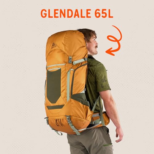 Image of Kelty Glendale 65L to 105L Internal Frame Backpack - Multi-day Backpacking Thru Hiking Pack, Adjustable Suspension, Customized Fit (Cathay Spice, 65L)