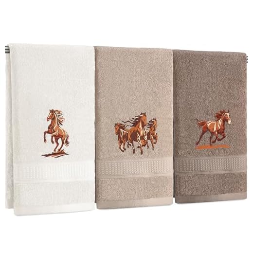 Hillsuren 3 Pcs Western Horse Hand Towels Set for Bathroom 100% Cotton Embroidered Decorative Equestrian Horse Themed Gifts Farmhouse Towels for Bathroom Kitchen Decor 13. 3 x 29. 5''