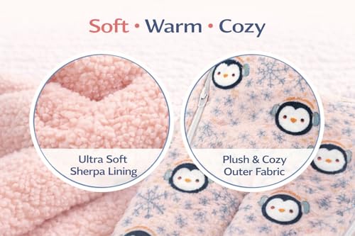 Image of PWI Baby Sleeping Bag for 0-6 Months, Ultra Soft Plush & Sherpa Warm Winter Wrapper with Hood & Zip, Newborn Swaddle Blanket for Stroller & Home Use