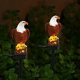 PERFECTOP 2 Pack Solar Eagle Garden Lights, Outdoor Solar Bald Eagle Figurines Decorative Stake Ligh