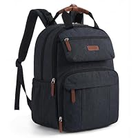 mommore Wickelrucksack Große, Wickeltasche mit Wickelunterlage Diaper Bag Strapazierfähige Babytasche mit Kinderwagengurten, Wasserabweisender Reise Wickelrucksack für Mama und Papa, Schwarz