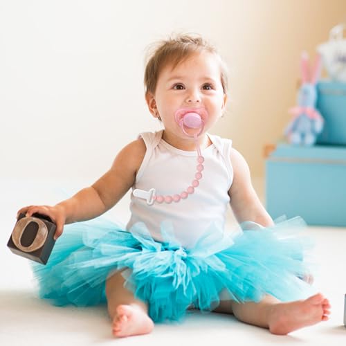 Image of Pacifier Clips Baby Girls - Draklary 4 Pack Paci Clip Silicone Soothe Baby Binky Holder for Newborn Essentials Shower Birthday Gift