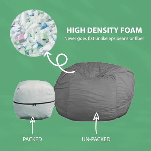 Image of Yogi Sack - Plush, Ultra Soft Memory Foam Blend Bean Bag Chair with Washable Cover - Never Goes Flat (Medium, Silver, Bean Bag Bed)
