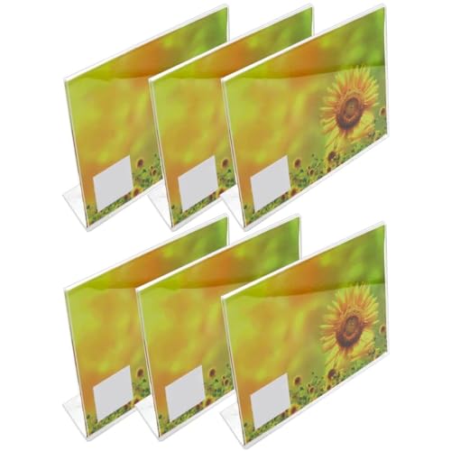 Acan Tradineur - Pack de 6 Portafotos de plástico Transparente, Marcos de Fotos de sobremesa, menú, Carteles, decoración, hogar (Horizontal - 10 x 15 cm)