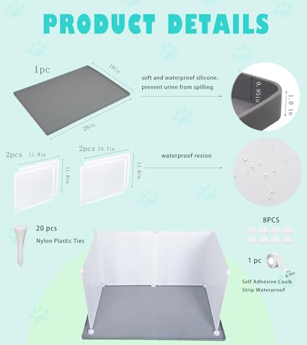 Dog Litter Box with High Walls,Indoor Dog Potty for Small to Medium Dogs Like Corgie French Bulldog,etc.No Spill Silicone Pee Pad Holder Tray for Dogs Work with Most Training Pads and Easy to Clean. - Image 4