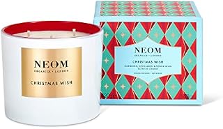 NEOM- Christmas Wish Luxury Scented Candle- 3 Wick | Essential Oil Aromatherapy Candle | Mandarin & Cinnamon | Gift