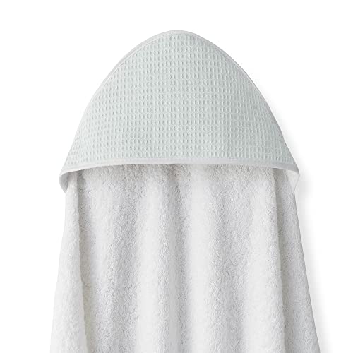 Interbaby - Capa de Baño Bebe Delantal Blanco/Verde | Toalla Bebe con Capucha Algodón, 100x100cm, Unisex | Suave, Secado Rápido | Ideal Recién Nacidos, Bebes y Niños Pequeños | Diseño Nido de Abeja