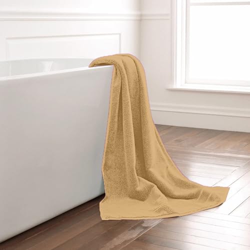 Image of Divine Casa Bath Towel Sand Color, 550 GSM Cotton, Soft, Highly Absorbent & Long Lasting, 75x150 cm, Ideal for Home & Bathroom Use