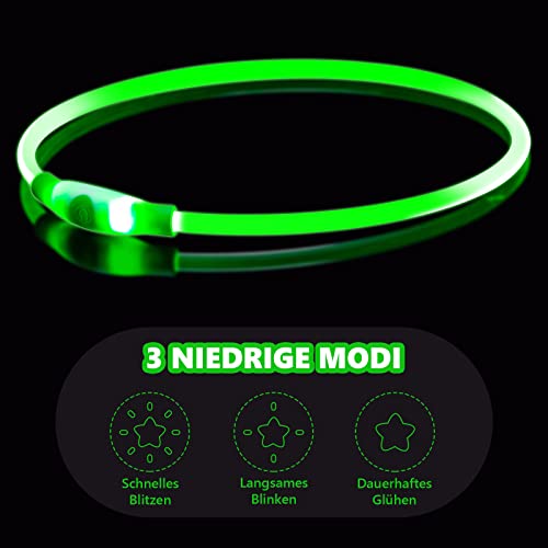 SerDa-Run Leuchthalsband Hund, LED Halsband für Hunde, Einstellbare Größe, DREI Lichtmodi, Sicherheit für Ihren Hund in der Nacht
