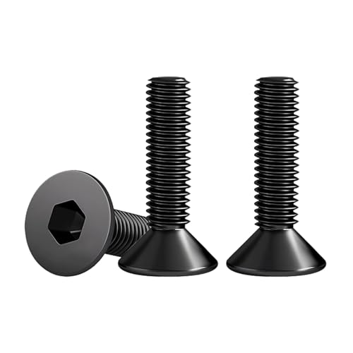 Drenky Vis à Tête Fraisée Avec Six Pans Creux M8 X 25mm Acier Inoxydable A2 V2A Visserie Norme DIN 7991 / ISO 10642 Vis Inox Filetage Complet, Lot De 10, Noir