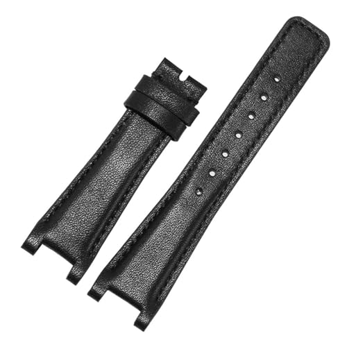 Bracelet montre concave 16mm résout le problème d'ajustement des séries YA1332 en cuir noir