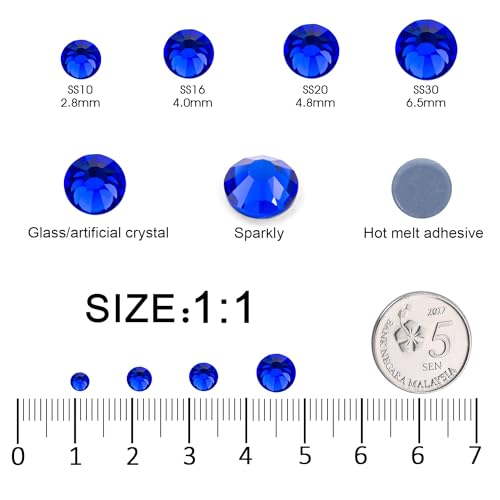 Image of Hotfix Rhinestones Bulk, 14400PCS Dark Blue Hot Fix Rhinestones for Clothes DIY Decoration Crafts, Dark Blue, SS10, 2.7-2.9mm