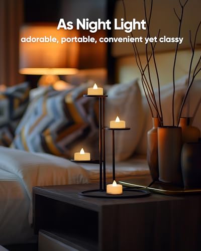Image of Amagic 100 Pcs Flickering Flameless Tea Lights Battery Operated, 200+ Hours Long Lasting Electric Candle for Wedding Table Centerpiece, Home Decor, Gift, Holiday Decor