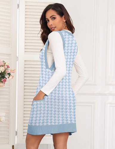 Image of Zeagoo Womens Sweater Vest Dress Pattern Knitted Pullovers Sweaters V Neck Tank Sweater Dress with Pockets