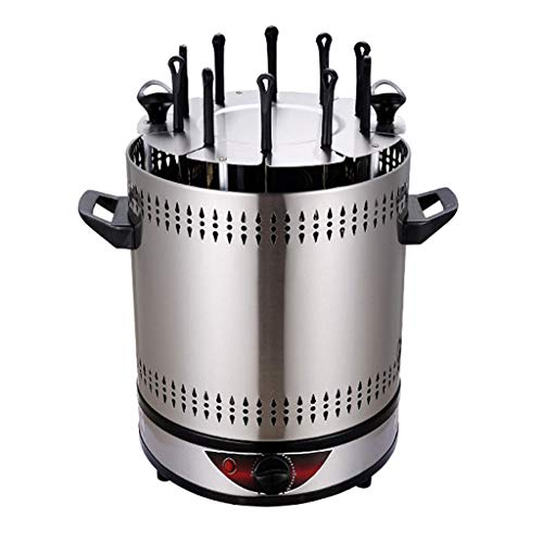 Vertical Rotisserie Roaster Oven Smart Electric BBQ Grill Smokeless Automatic Rotating Kebab Machine Countertop Stainless Steel Kabob Grill, 1400W - 6/8/10 Strings