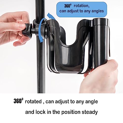 Wheelchair Cup Holder,2 in 1 Universal Stroller Cup Holder Attachment,Bike Cup Holder for Adult Bikes, Cup Holder for Stroller Walker Bike Motorcycle Scooter Bicycle - Thumbnail 3