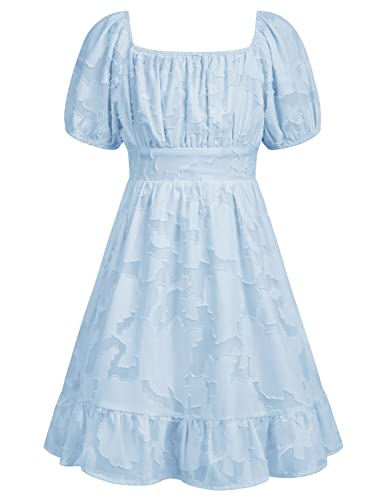 Mädchen Kurzarm A-Linie Festlich Puffärmel Elegant Prinzessin Print...
