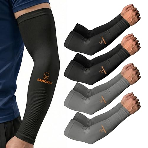 Image of ARMORAY Arm Sleeves for Men and Women - UV Sun Protection Cooling Compression - Tattoo Cover Up Sleeve for Daily Wear & Work
