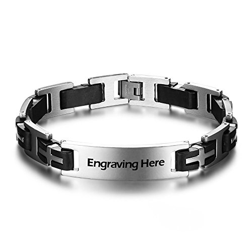 Personalized ID Men Bracelets Stainless Steel Engraved Bangle Bracelets for Mens Jewelry for Boyfriend (BA1366XQ)