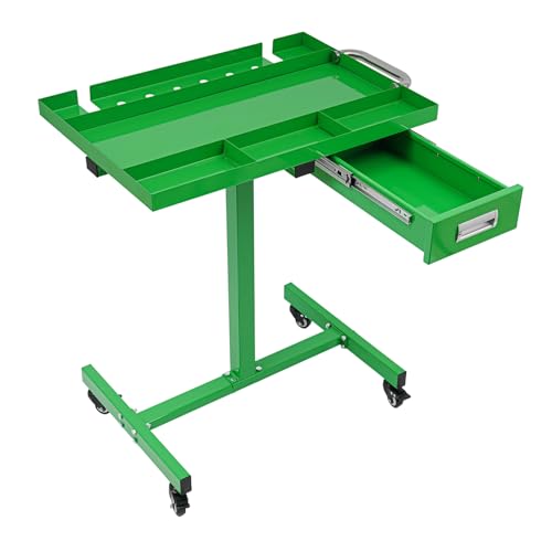 Banco da lavoro mobile, tavolo di montaggio con ripiano per attrezzi, tavolo da lavoro multifunzionale, fino a 100 kg, per garage, riparazione, officina, casa, fai da te (verde)