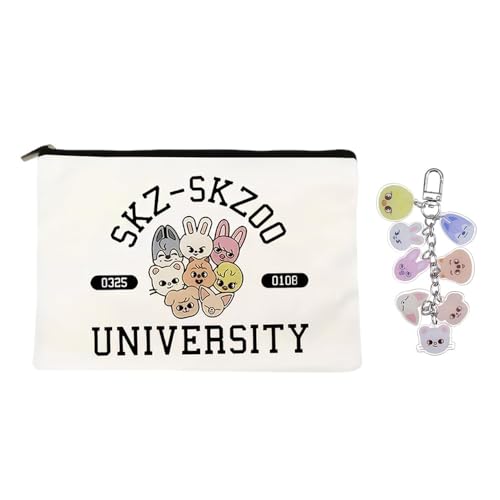 XFSRG 2 Piezas Neceser Bolso Kpop Estuche Maquillaje con Llavero Colgante Fan Accesorios Kpop Organizador Viaje Cosmeticos Neceser Bolso para Mujer Niña