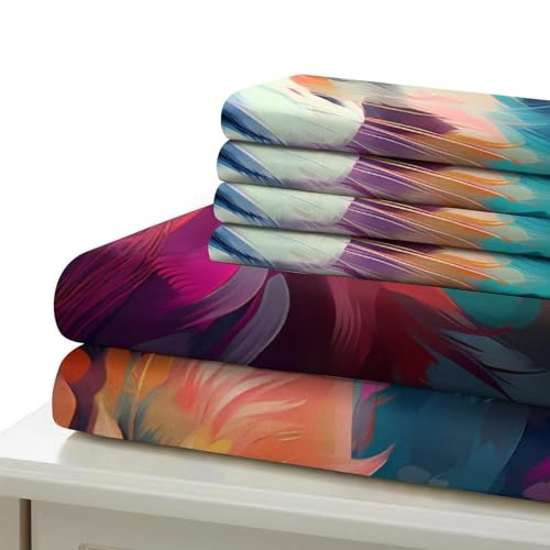 Parure de lit chat coloré 3D 140x200 microfibre pour ado