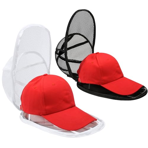 Lavar Gorras Lavadora de Béisbol, Plegable Soporte para Gorras y Funda de Malla con Cremallera para Evitar que las Gorras se Deformen, Bolsa Protectora Accesorios para Lavadoras, Negro y Blanco