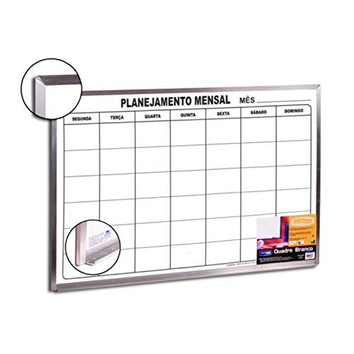 Quadro Branco, Cortiarte, Moldura Alumínio, 090X060Cm, Planejamento Mensal