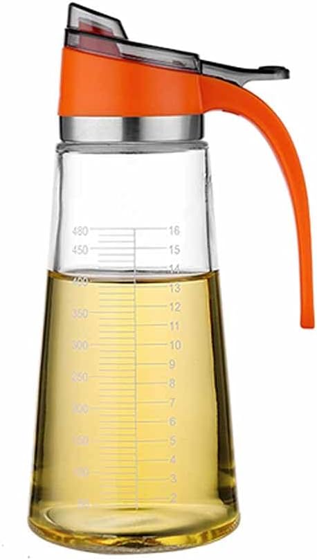 Reinforced Glass Oil Bottle Premium 500ml Vinegar Container Kitchen Soy Sauce Fashion Storage(Black)