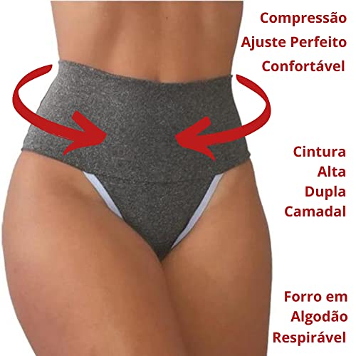 Kit 10 Calcinhas Fitness Com Compressão Para Barriga Tamanho:G;Cor:Cinza Escuro