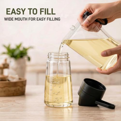 Image of 2-in-1 Glass Oil Dispenser & Sprayer | 500ML| Leak-Proof | For Air Fryer, Salad, Black