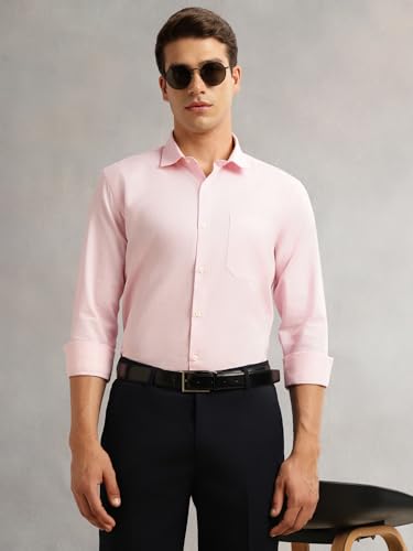 Image of Thomas Scott Men's Regular Fit Formal Shirt | 100% Cotton Long Sleeves | Spread Collar with Contrast Fabric (Available in Plus Size)