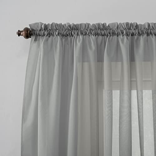 No. 918 53566 Emily Sheer Voile Rod Pocket Curtain Panel, 59" x 63", Charcoal, W 59" x L 63" (1 Panels) - Image 2