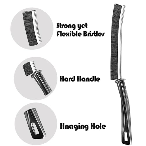 Image of Hovico 2 Pcs Hard-Bristled Crevice Cleaning Brush, Gap & Grout Brush for Kitchen, Bathroom & Bathtubs, Plastic Handle, Black (Black - 2)