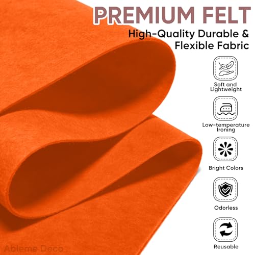 Image of Soft Felt Fabric Sheet 18 inch x 36 inch, 1.6mm Acrylic Craft Felt, Orange