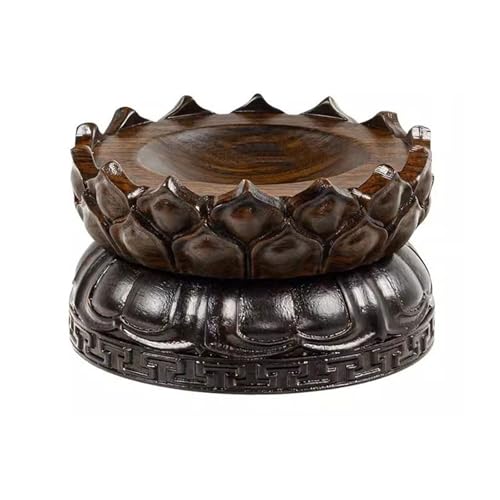 Expositor giratorio de madera para bonsáis con elegante base cóncava tallada, tamaño XS 2