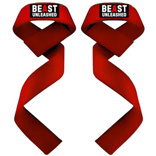Muscleape Weight Lifting Straps Wrist Supporter For Gym Beast Mode Red. Gym Accessories Men & Women. Wrist Strap For Gym With Wrist Support. Deadlift Strap Weightlifting Straps For Grip Gym Straps. Pair Of 2.