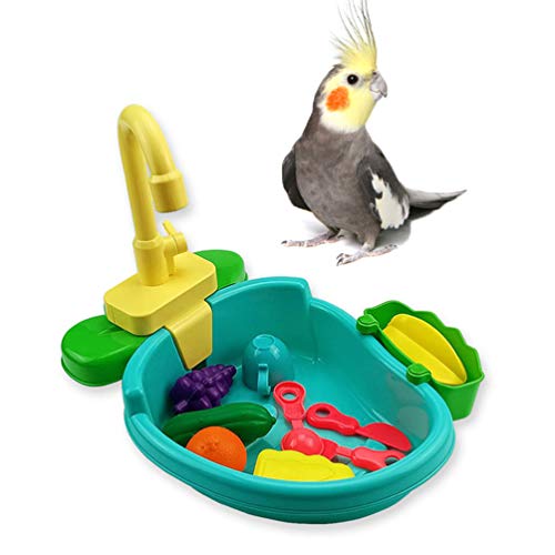 Keersi Bird Automatic Bathtub Swimming Pool Toy Bath Shower Water Dispenser for Parrot Parakeet Cockatiel Conure African Grey Cockatoo Amazon Macaw Lovebird Budgie Finch Canary Cage Healthy - Thumbnail 3