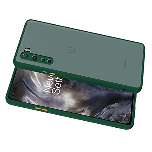 Image of Matte Finish Shockproof Hard Back and Side Soft Smoke Back Case Cover for OnePlus Nord - Green