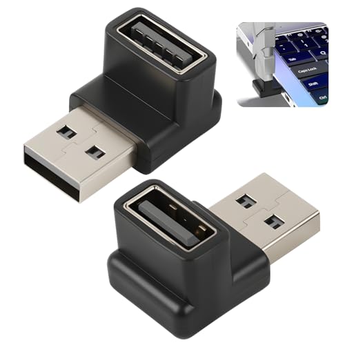 Wafuesh Adaptateur USB 3.1 à Angle de 90° - Mâle vers Femelle, USB coudé, 10 Gbps, Connecteur L Forme, Charge 3A, Transfert de Données, OTG, 2 pièces (Courbe Positive/Femelle vers Le Bas)