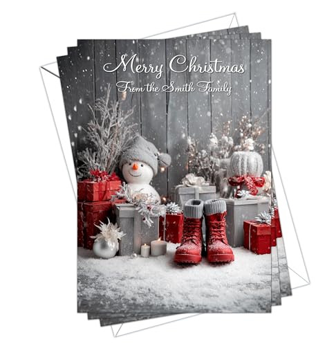 Personalised Christmas Cards Pack of 10 A5 Size with White Envelopes
