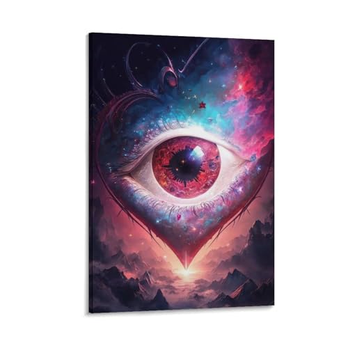 Toile murale 3D œil cosmique cœur tableau salon chambre 30x45 - 5