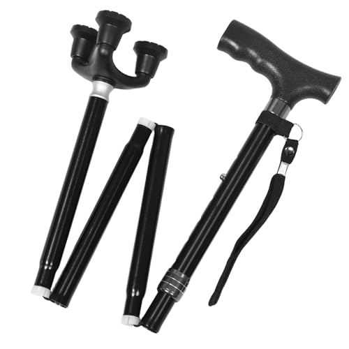 GANAZONO Bastón Plegable Extensible de Aleación de Aluminio Ligero y Antideslizante Bastón para Senderismo y Movilidad Ajustable en Altura Portátil para Hombres y Mujeres Uso en