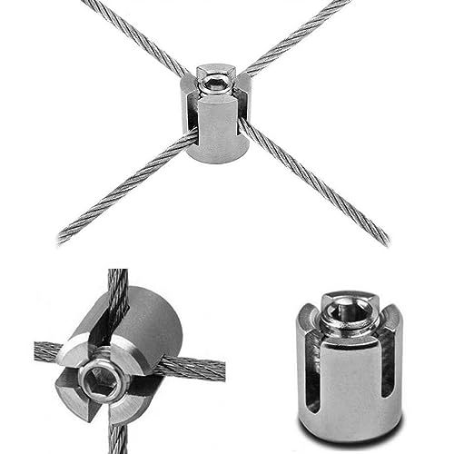 Produktbild von 10x Edelstahl 316 Kreuzkabelklemmen M8 Für 3 Mm Drahtseil – Für Geländer, Wandgitter & Garten, Rostfrei